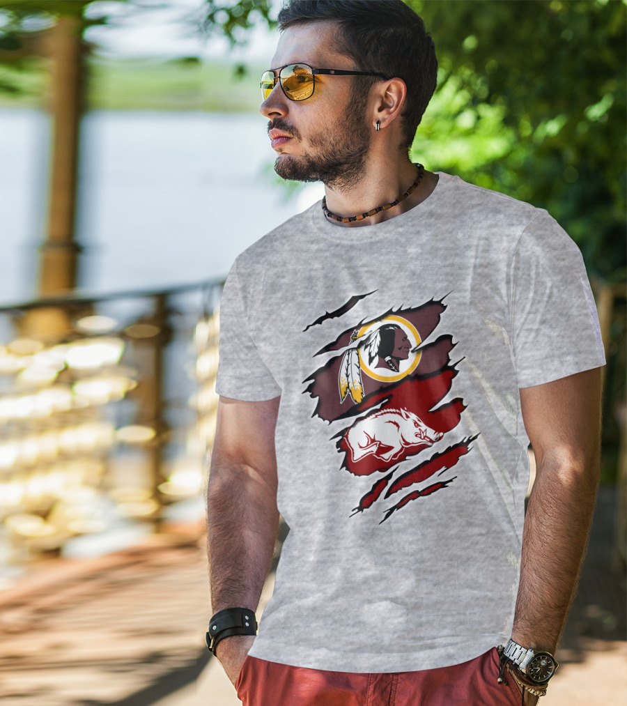 Washington Football Team Arkansas Razorbacks Ripped Claw T-Shirt