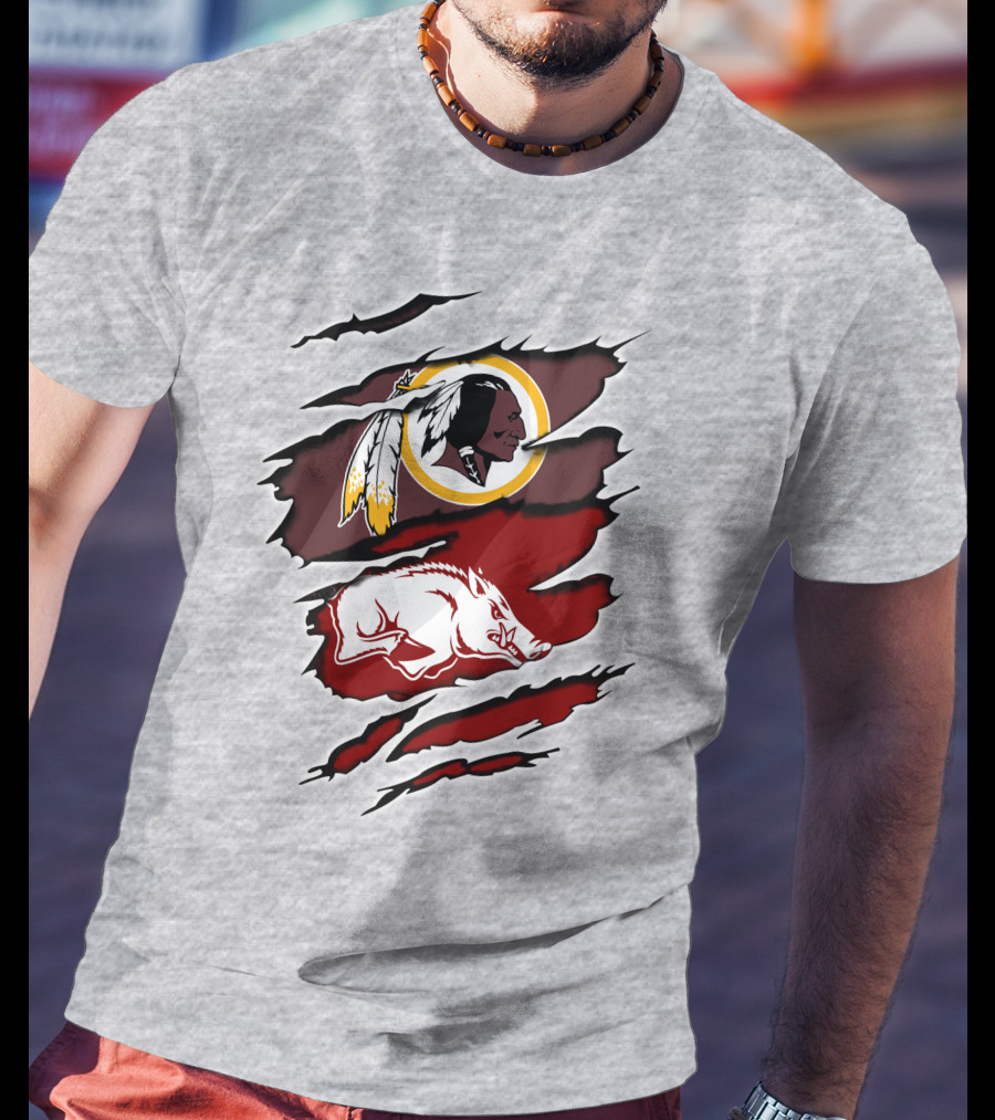 Washington Football Team Arkansas Razorbacks Ripped Claw T-Shirt