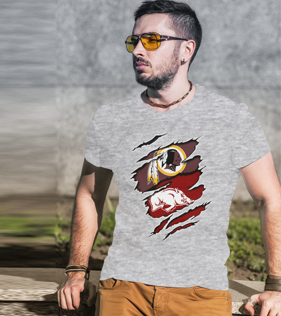 Washington Football Team Arkansas Razorbacks Ripped Claw T-Shirt
