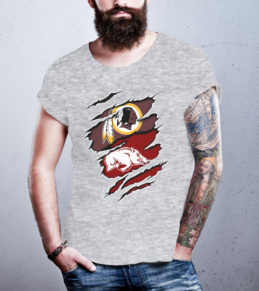 Washington Football Team Arkansas Razorbacks Ripped Claw T-Shirt