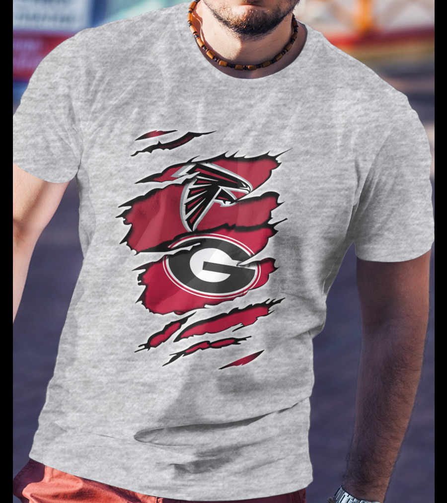 Atlanta Falcons Georgia Bulldogs Claw Mark Logo Fusion T-Shirt