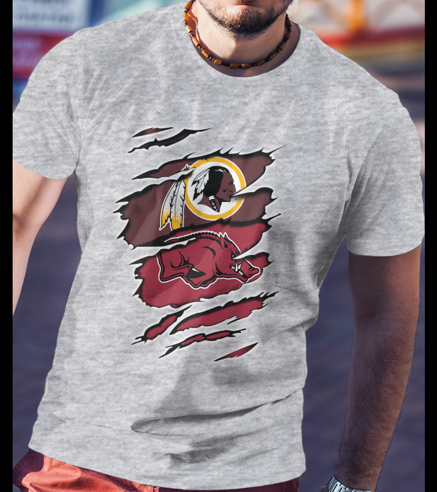 Redskins And Arkansas Razorbacks Claw T-Shirt
