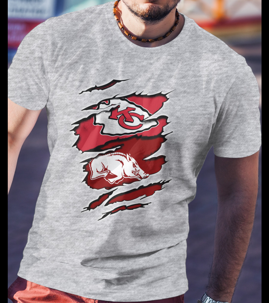 Kansas City Chiefs Arkansas Razorbacks Logo Claw Marks T-Shirt