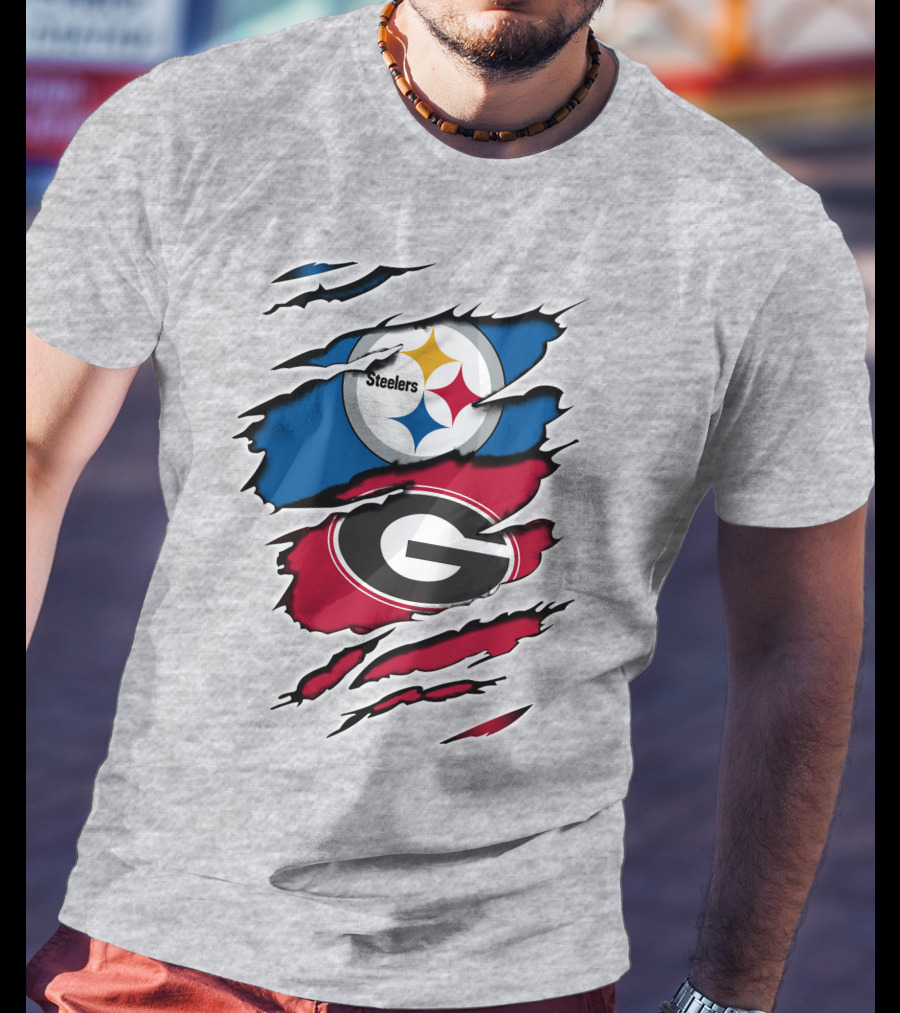 Steelers Georgia Bulldogs Fan Crossover T-Shirt