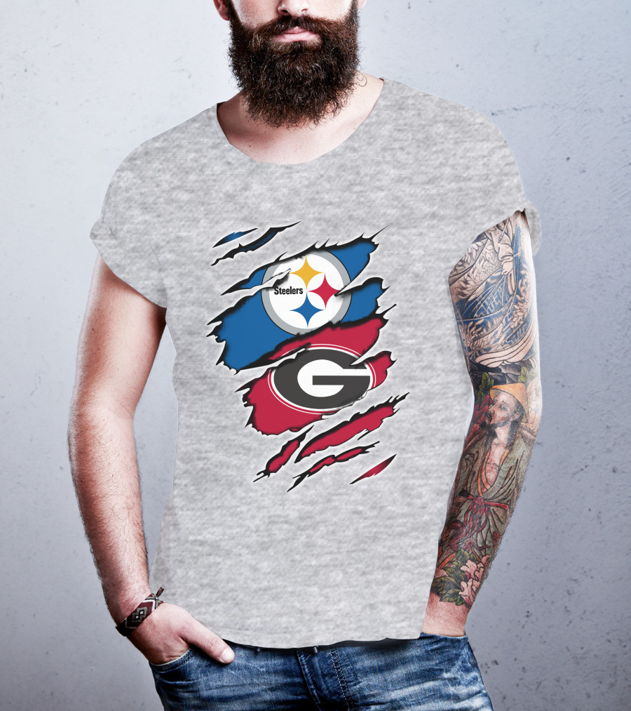 Steelers Georgia Bulldogs Fan Crossover T-Shirt