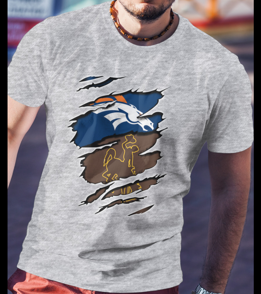 Denver Broncos Wyoming Cowboy Logo Fusion T-Shirt