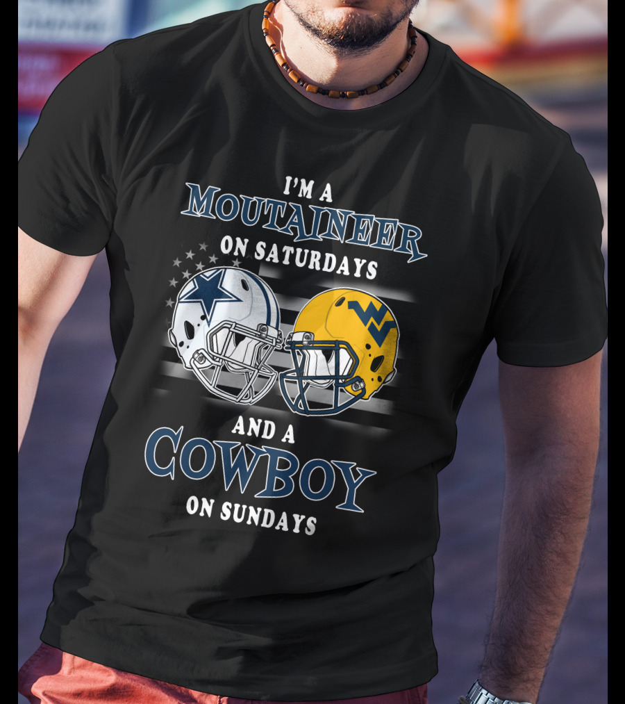 I'm A Mountaineer On Saturdays And A Cowboy On Sundays Helmet T-Shirt