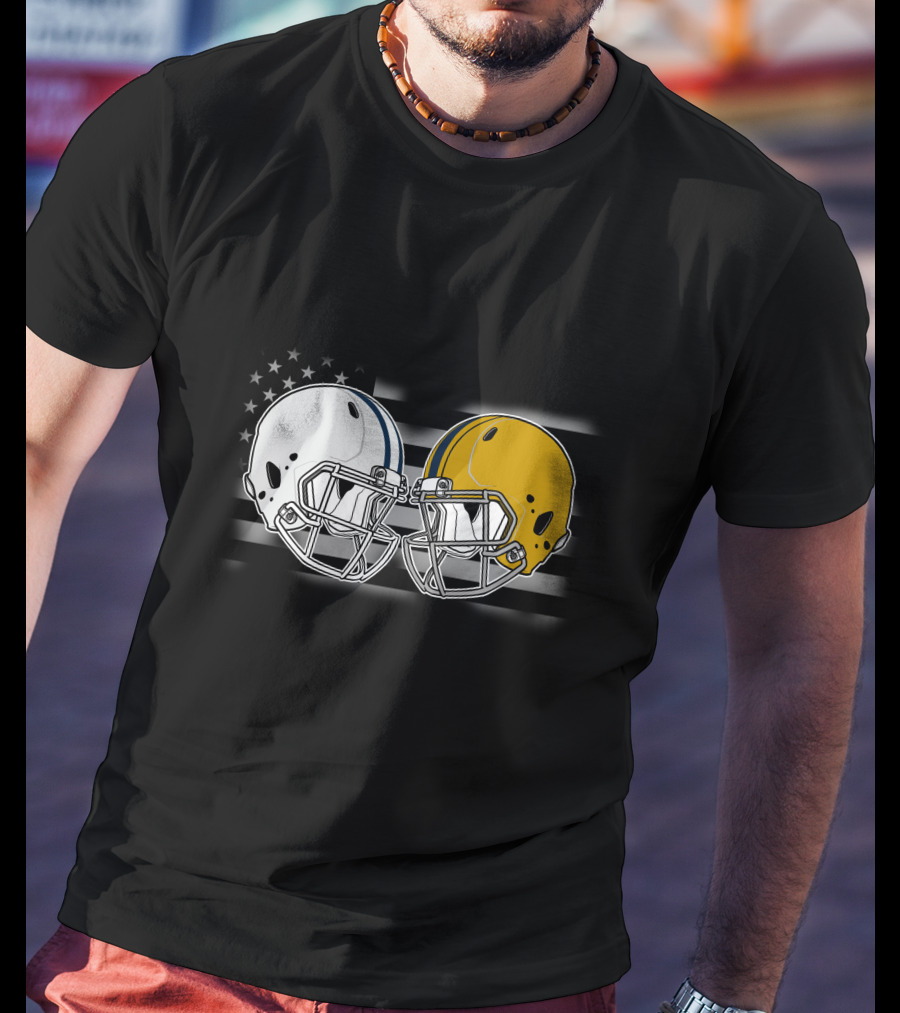 American Flag Football Helmets Cow Iris T-Shirt