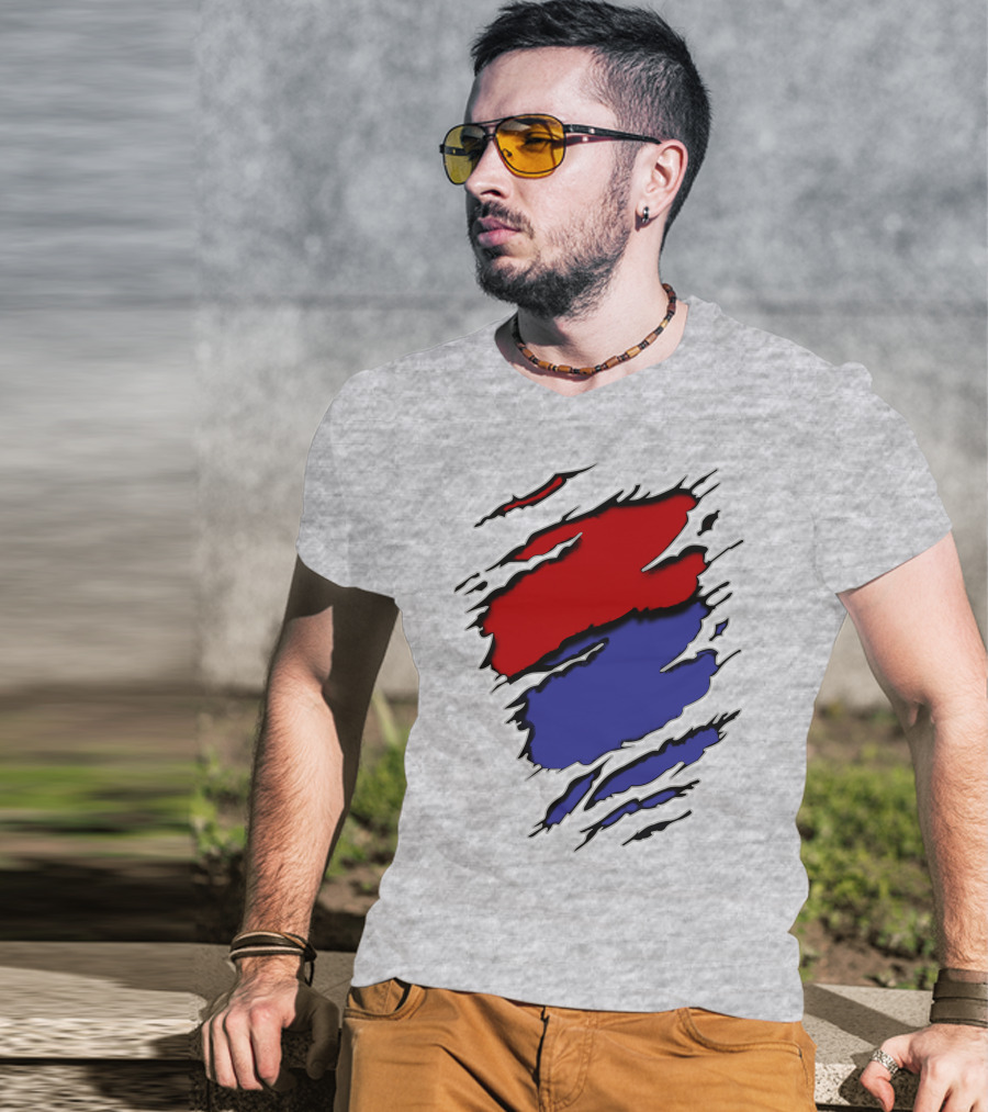 Batimore Washington Team Colors Red Blue Claw Marks T-Shirt