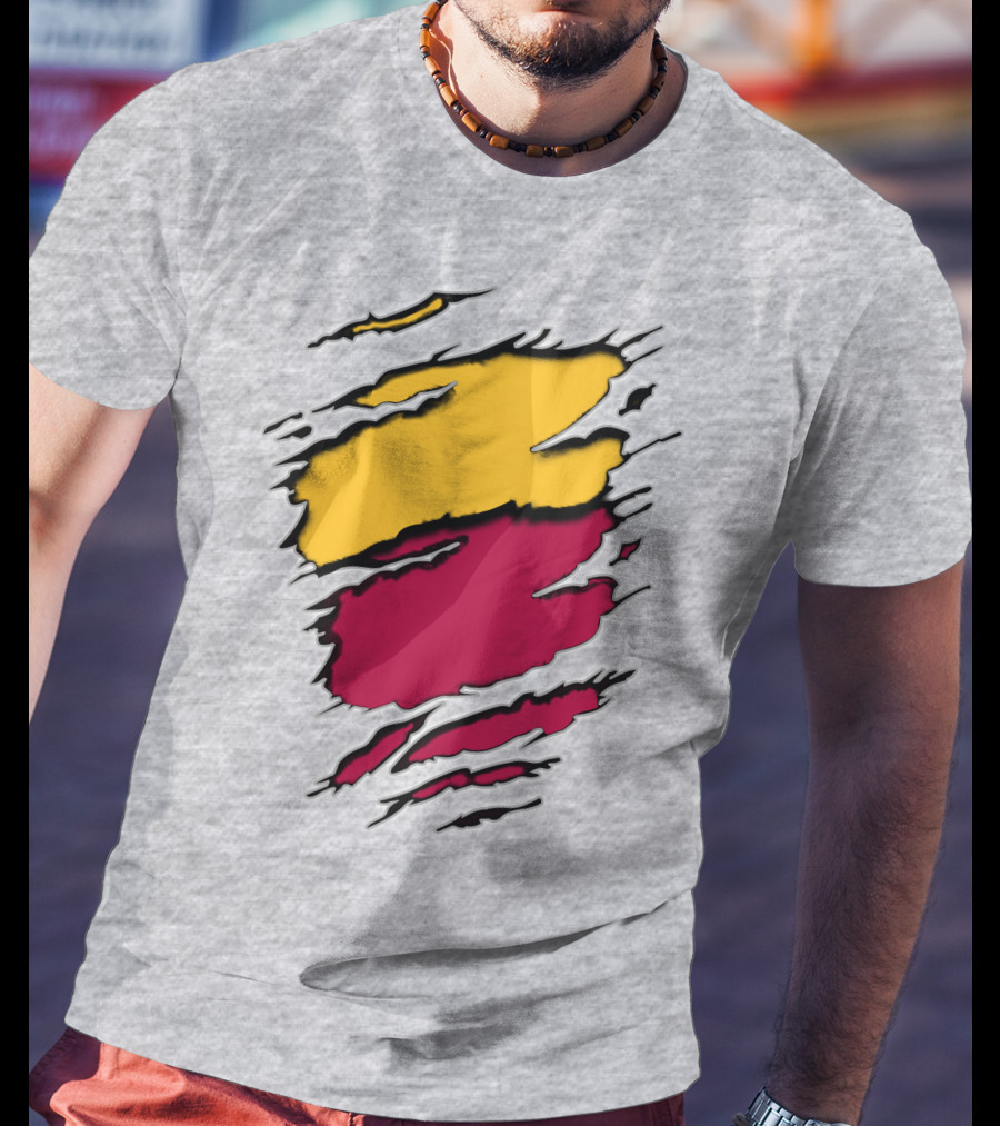 Cardinals Pirates Ripped Claw Marks Emblem Red Yellow Contrast T-Shirt