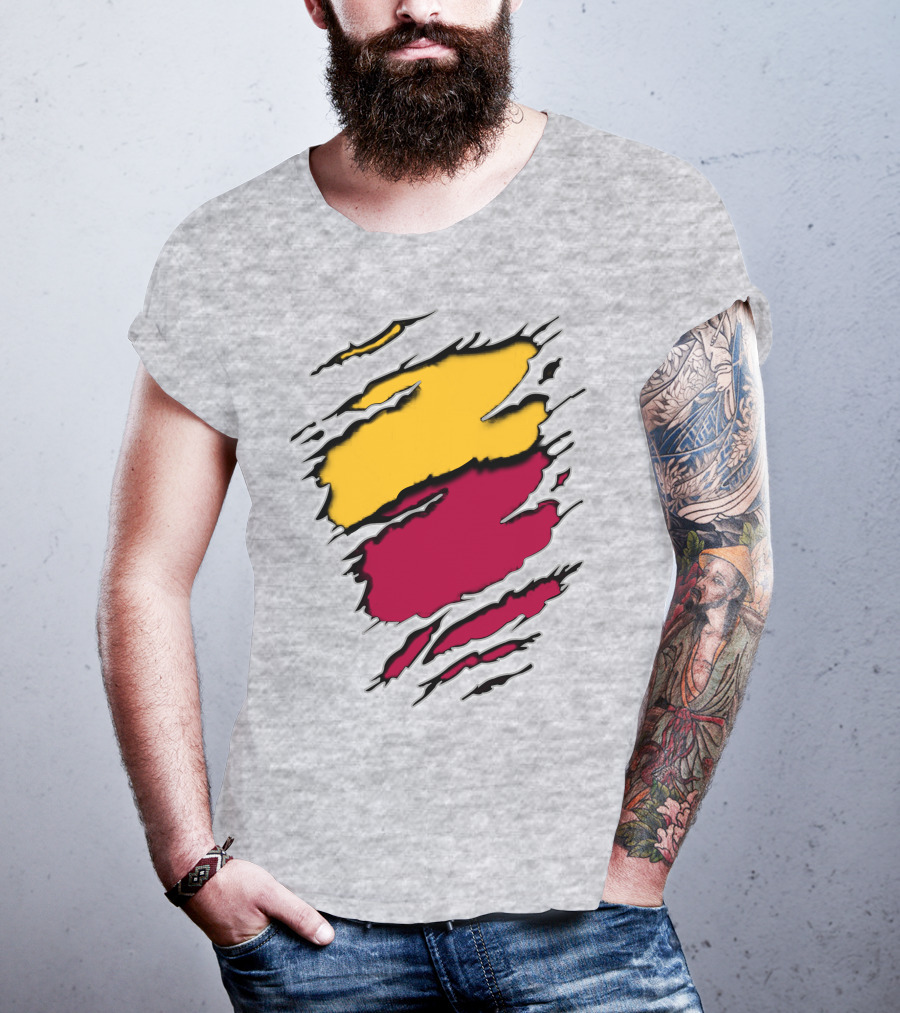 Cardinals Pirates Ripped Claw Marks Emblem Red Yellow Contrast T-Shirt