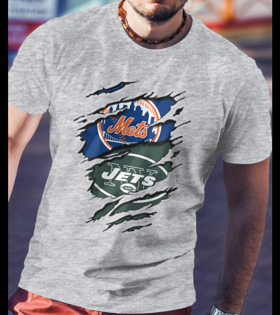 New York Mets Jets Crossover Logo T-Shirt