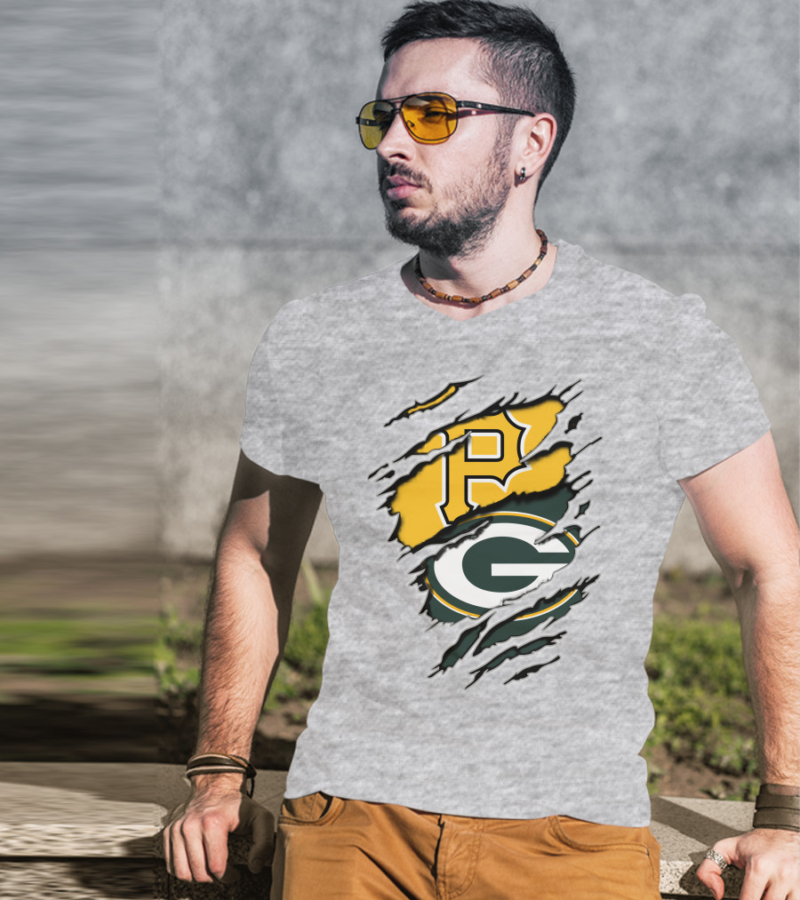 Pirates And Packers Dual Logo Mashup T-Shirt