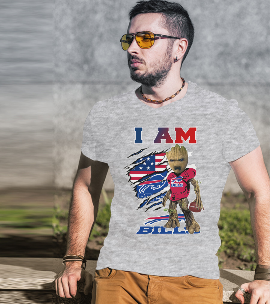 I Am Bills Buffalo Football Groot Usa Flag T-Shirt