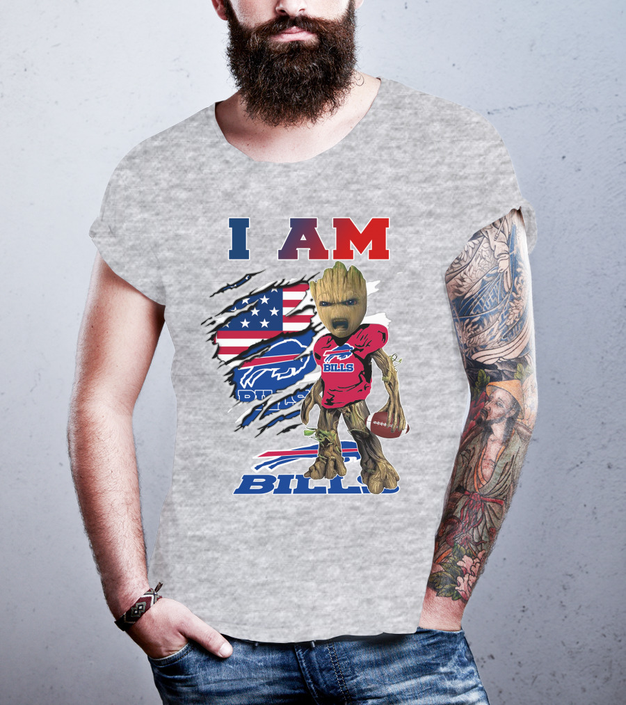 I Am Bills Buffalo Football Groot Usa Flag T-Shirt