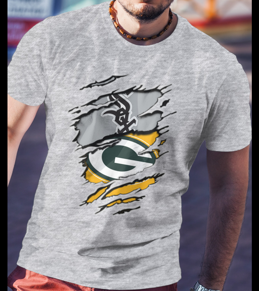 Packers White Sox Black And Green Rip Claw Marks T-Shirt