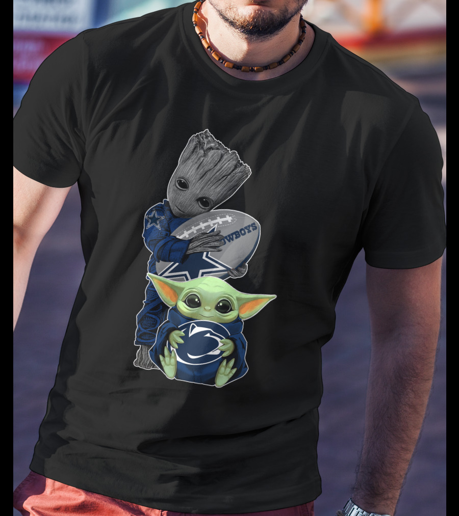 Cowboys Football Baby Alien And Tree Creature With Penn State T-Shirt