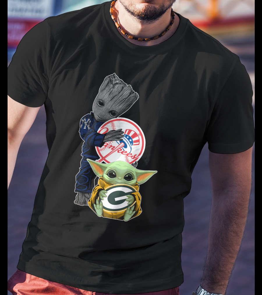 Yankees Groot Packers Baby Yoda T-Shirt