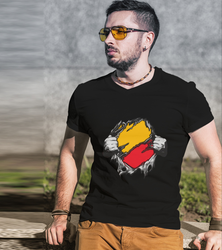 Geo-Florida Ripped Flag Colors Hand T-Shirt