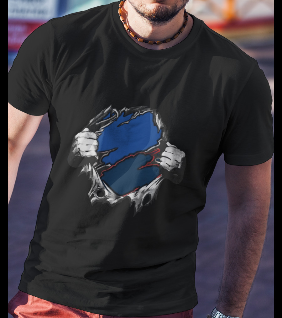 Co LA Ripped Hands Blue And Red T-Shirt