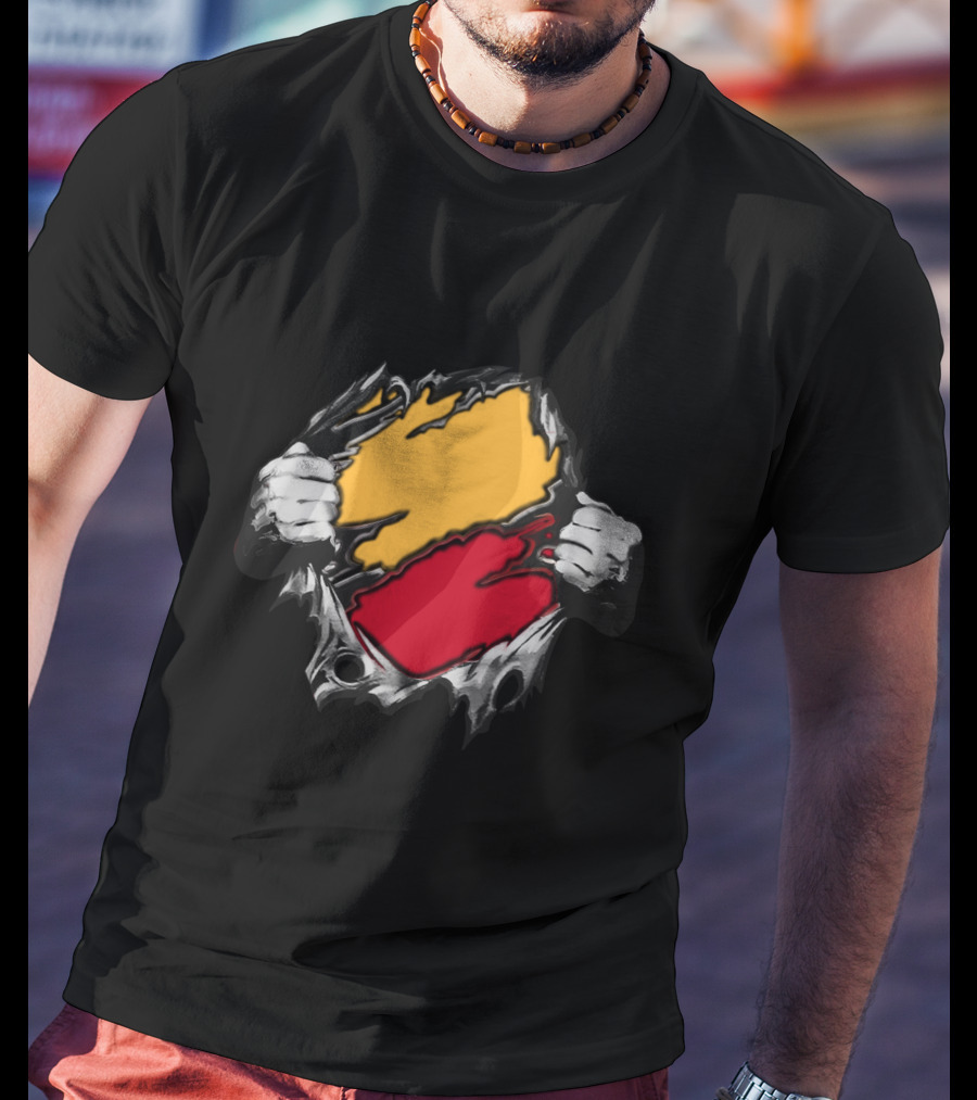 As Bold Tearaway Design In Red And Gold T-Shirt