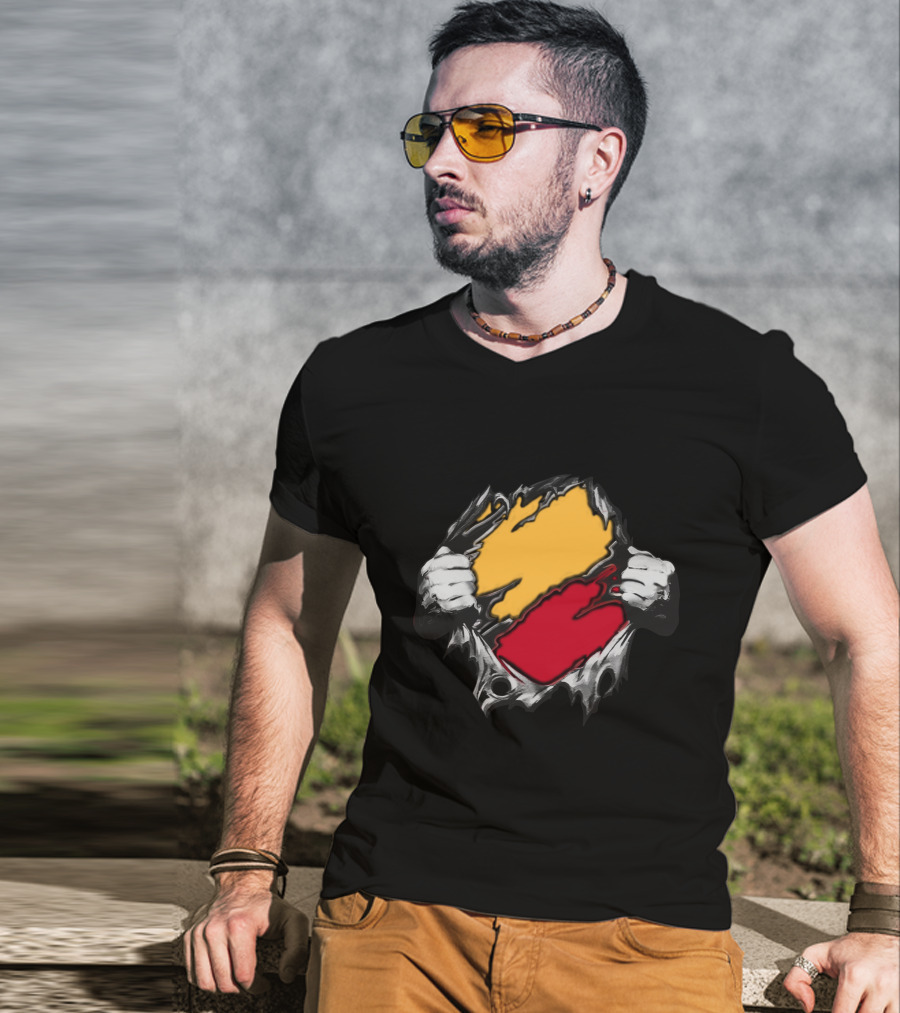 As Bold Tearaway Design In Red And Gold T-Shirt