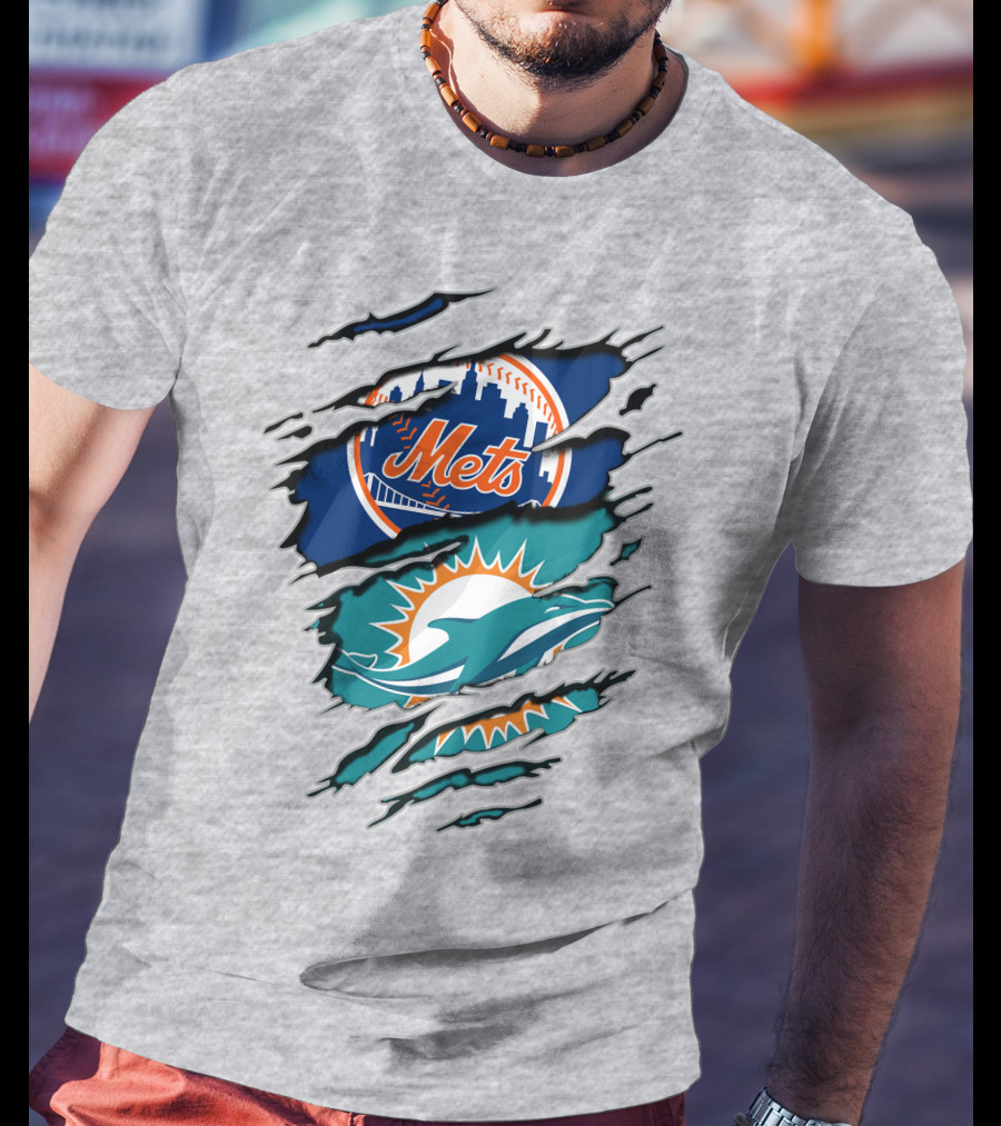 Mets Dolphins Crossover Sports Fan T-Shirt