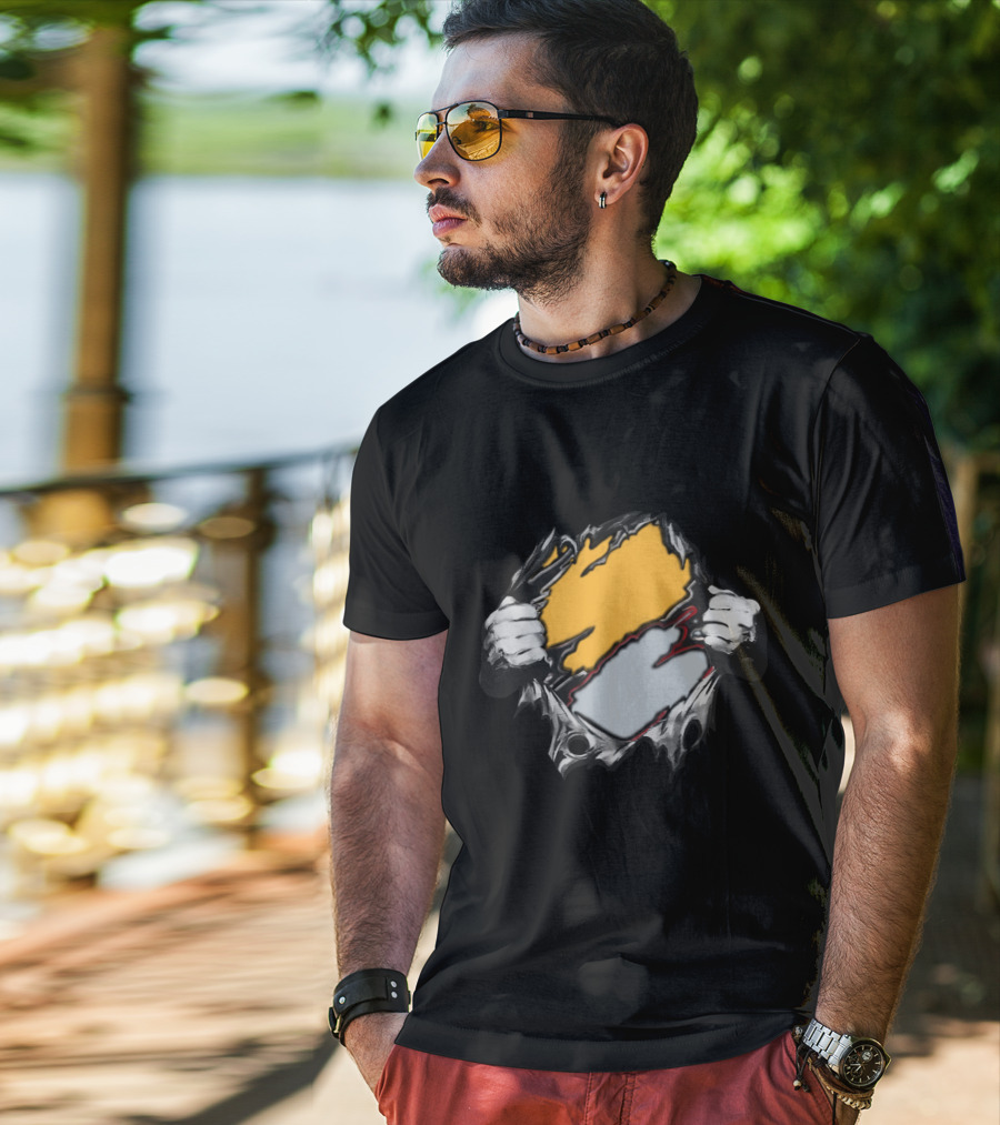 Rai As Superhero Torn Wall Hands Holding Dual Color Layers T-Shirt