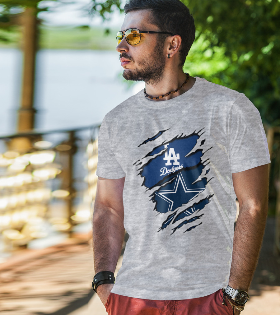 LA Dodgers And Cowboys Star Iconography T-Shirt