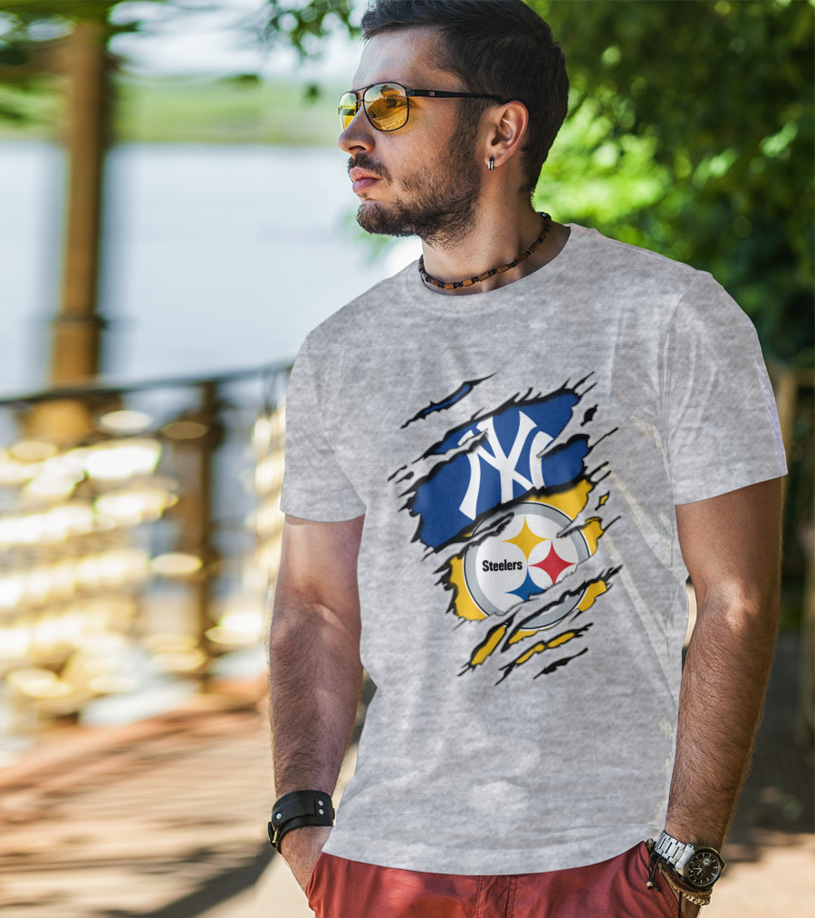 Steelers Yankees Torn Layered T-Shirt