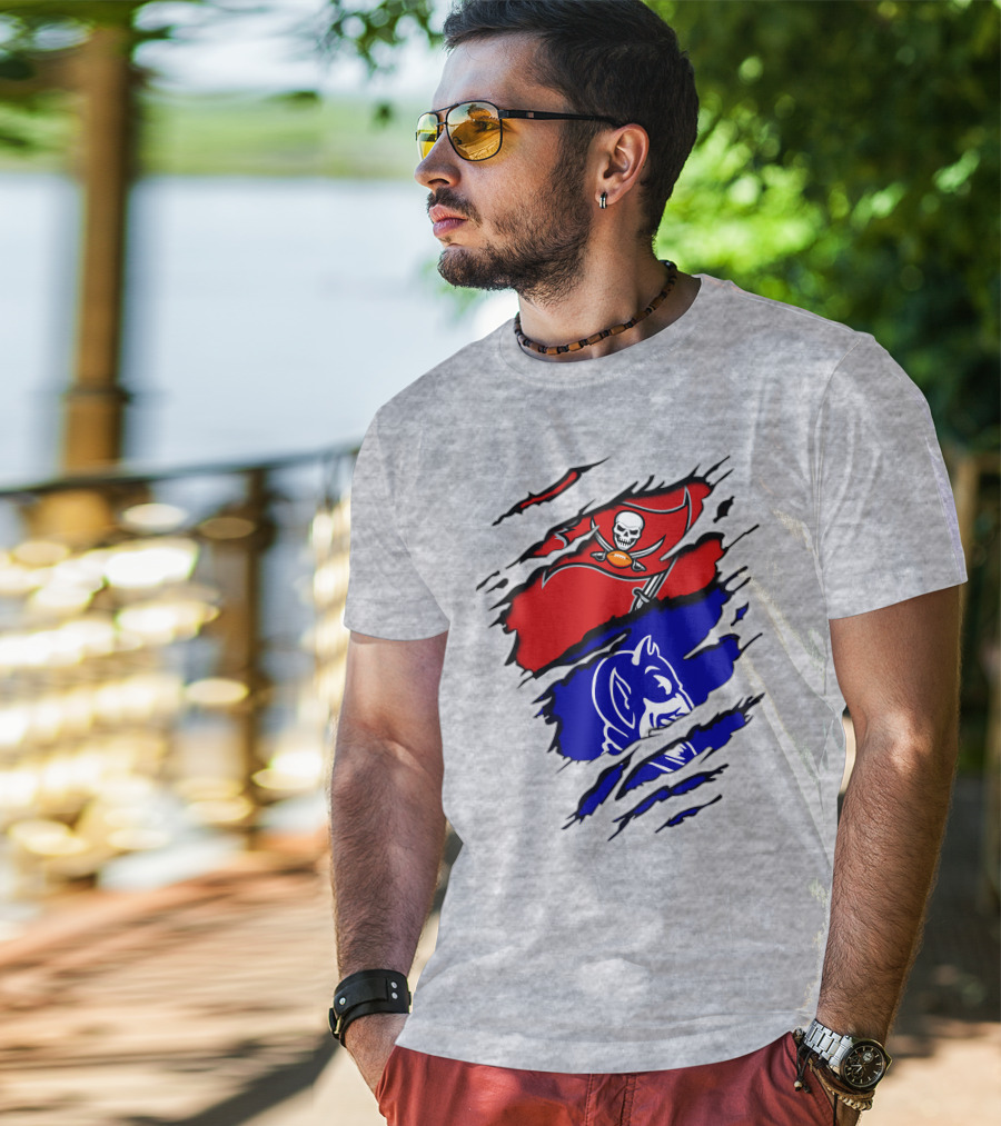 Buccaneers Duke Pirate Flag And Blue Devil Fusion T-Shirt
