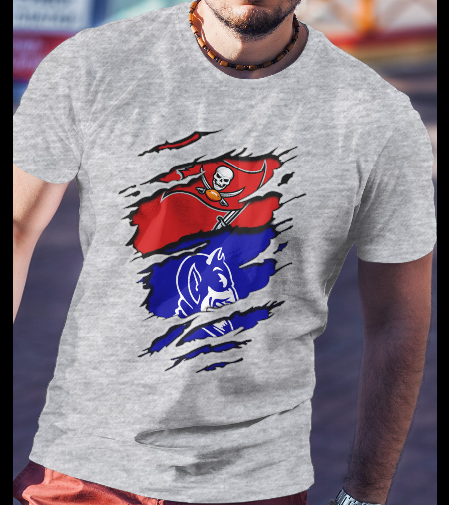 Buccaneers Duke Pirate Flag And Blue Devil Fusion T-Shirt