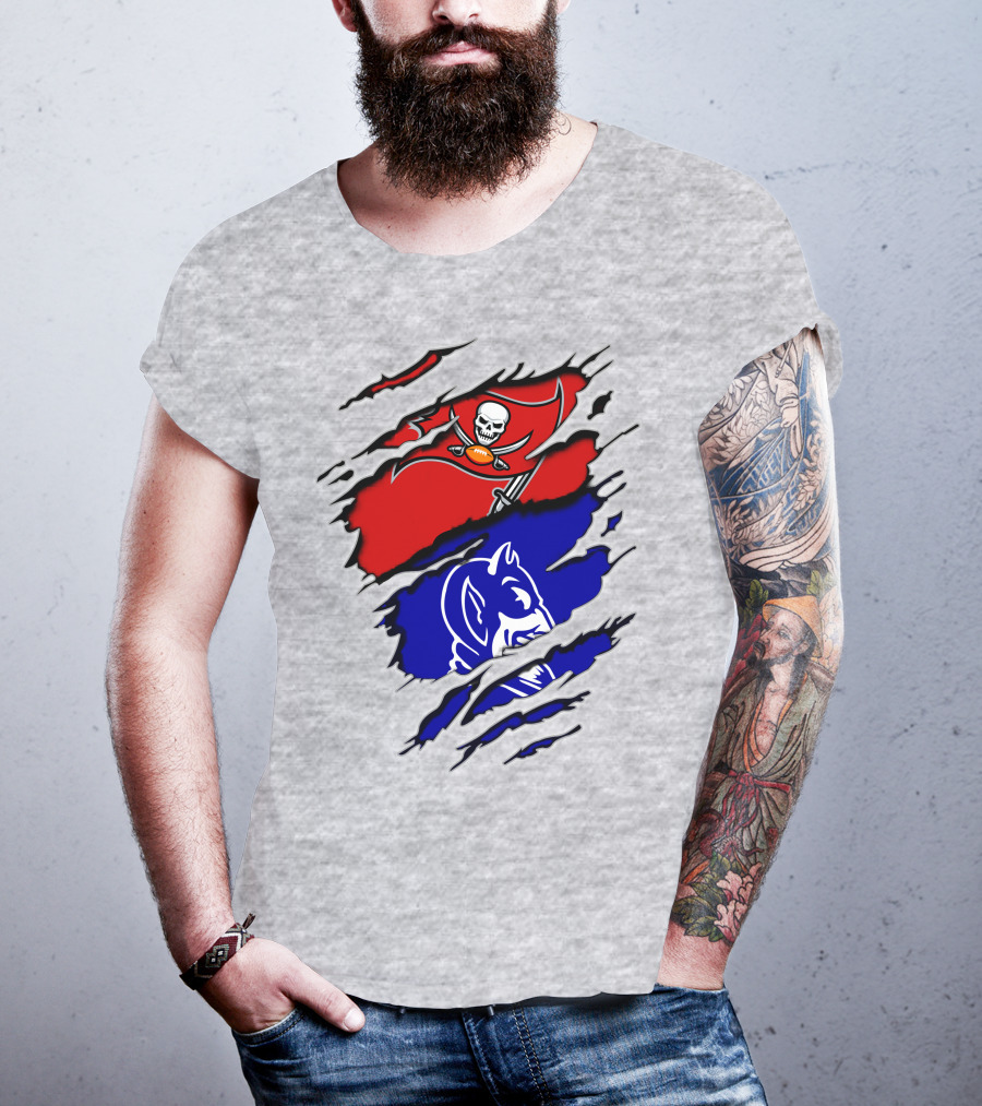 Buccaneers Duke Pirate Flag And Blue Devil Fusion T-Shirt