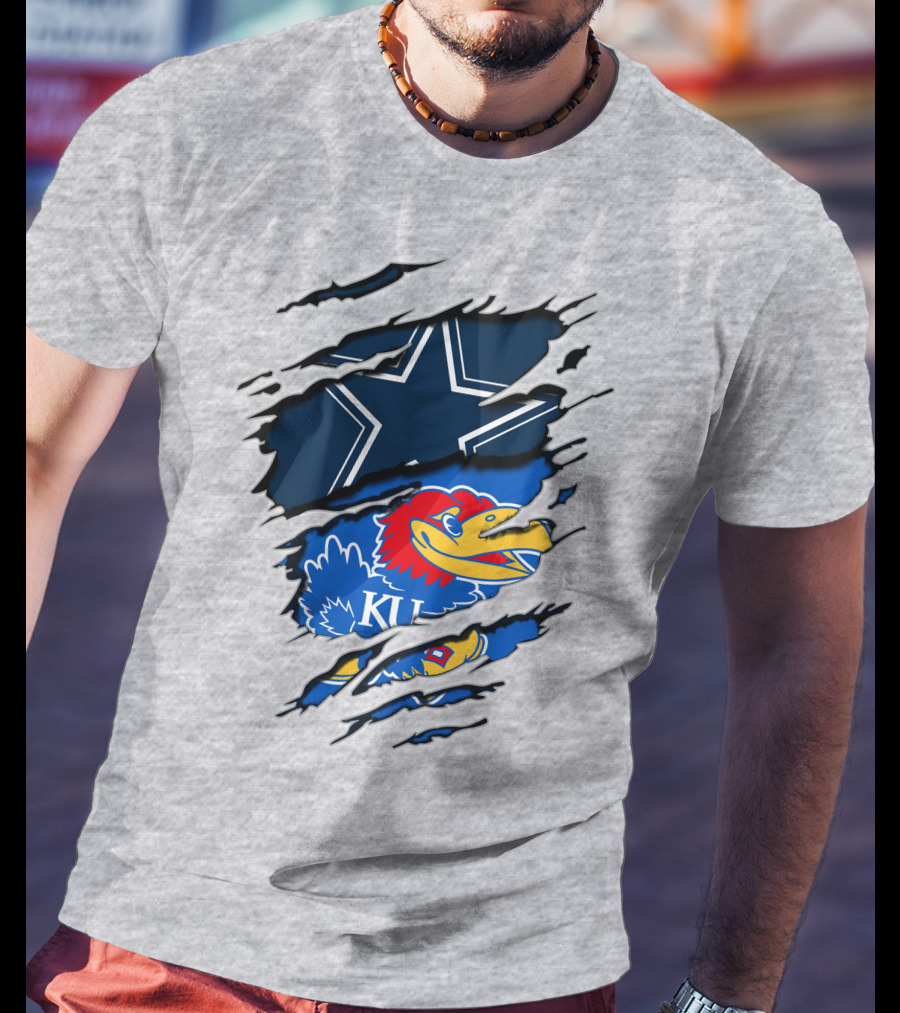 Kansas Cowboys Jayhawks KU Star Blue Red T-Shirt