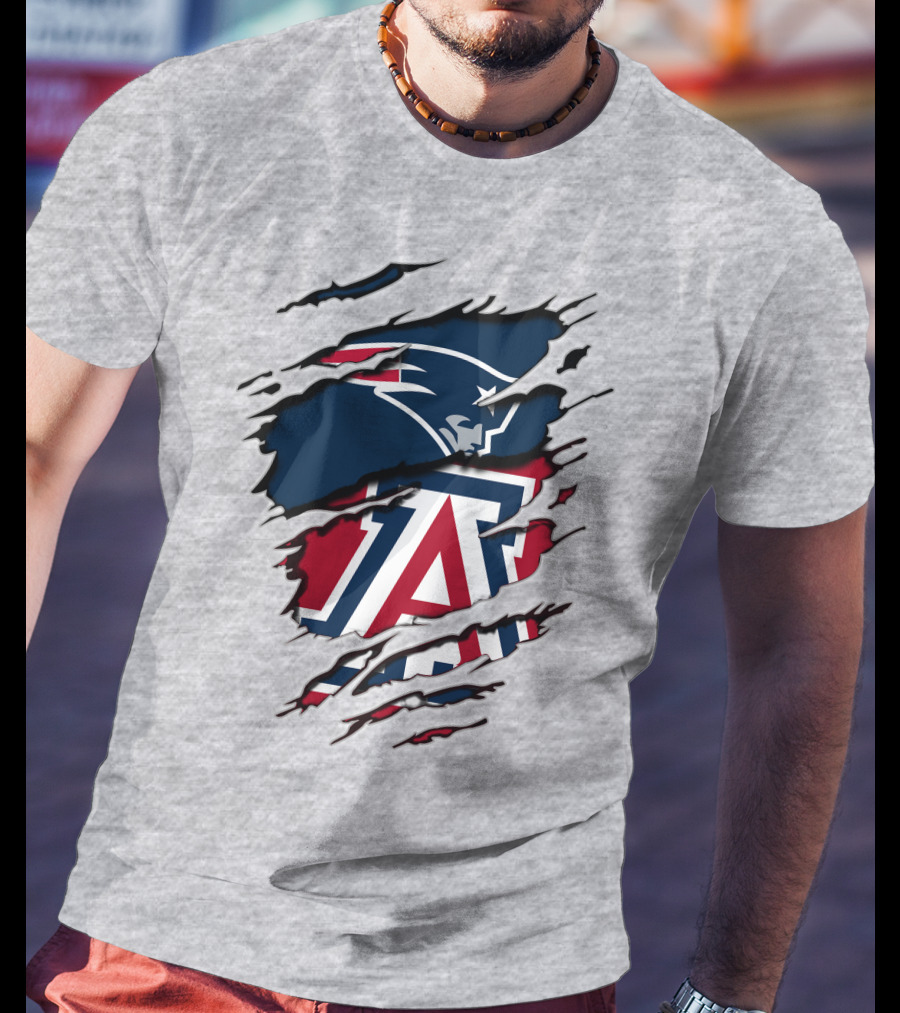 New England Patriots Arizona Wildcats Claw Rip T-Shirt