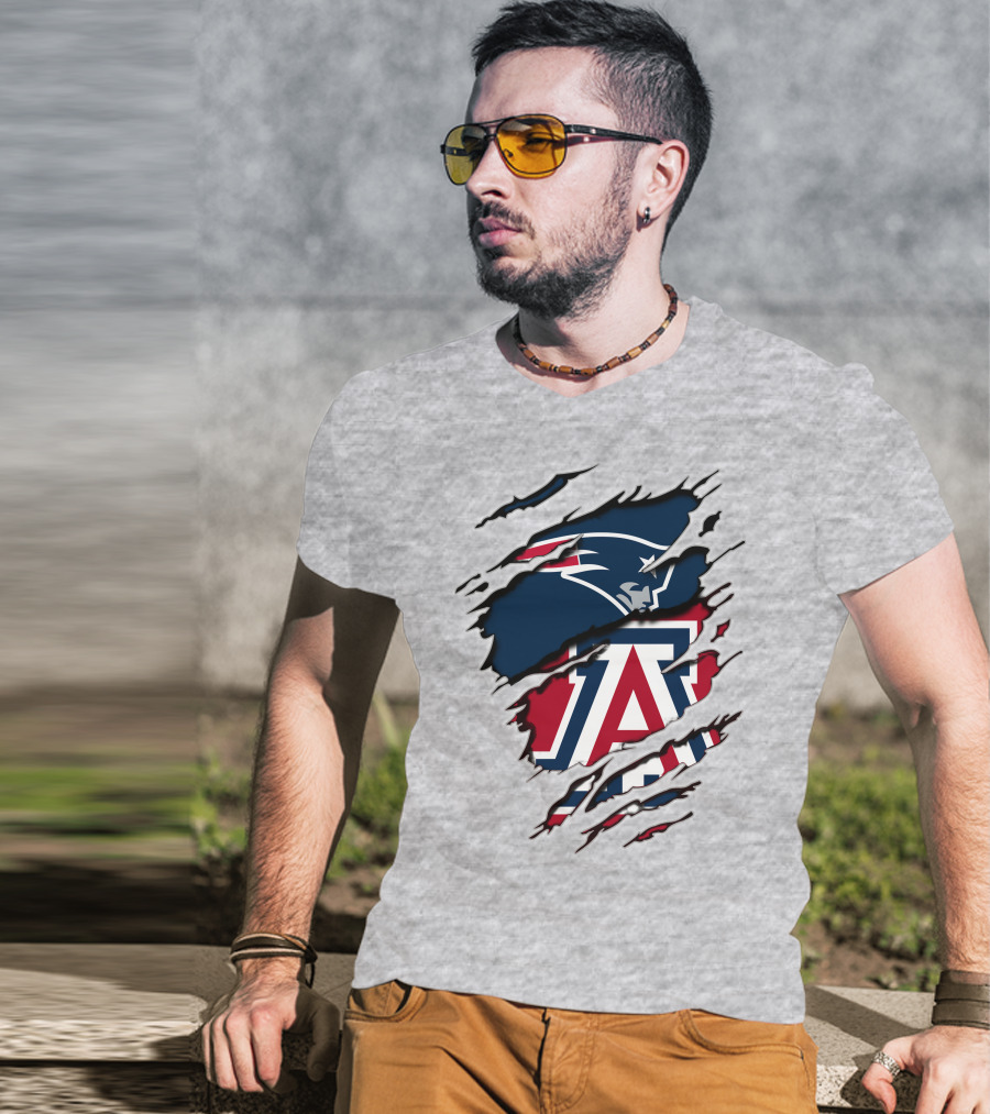 New England Patriots Arizona Wildcats Claw Rip T-Shirt