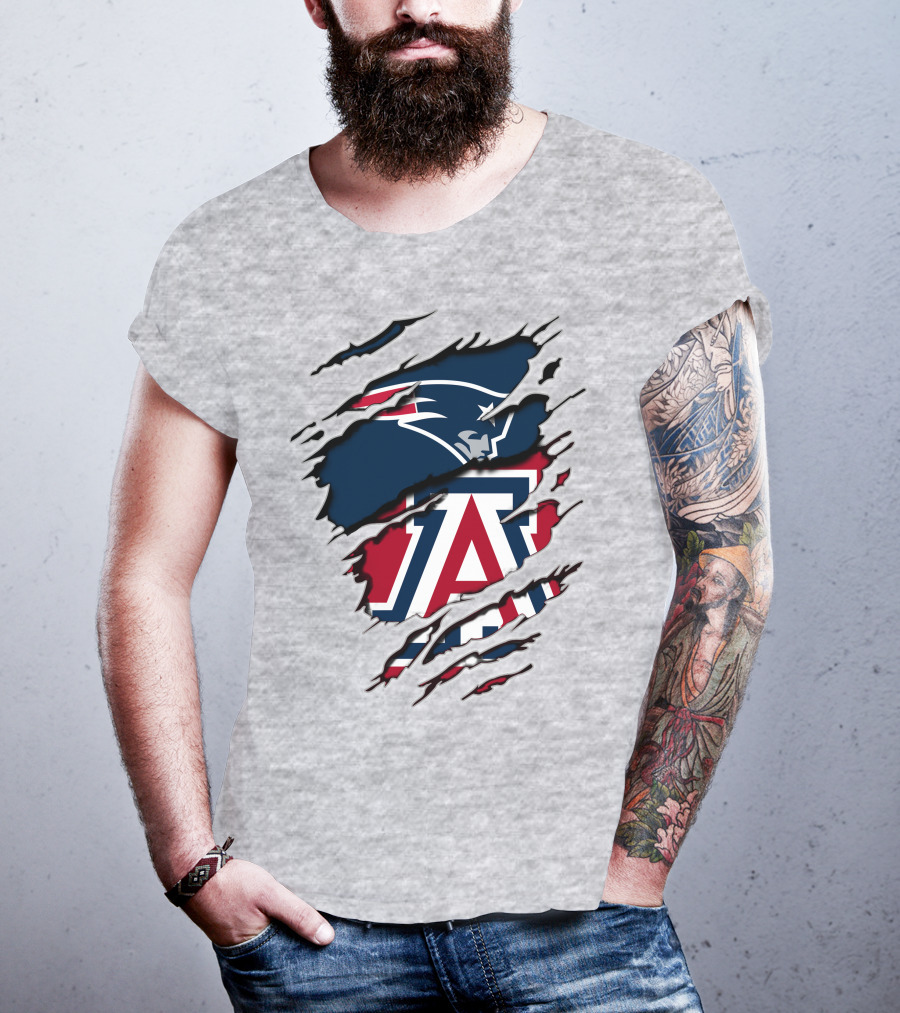 New England Patriots Arizona Wildcats Claw Rip T-Shirt
