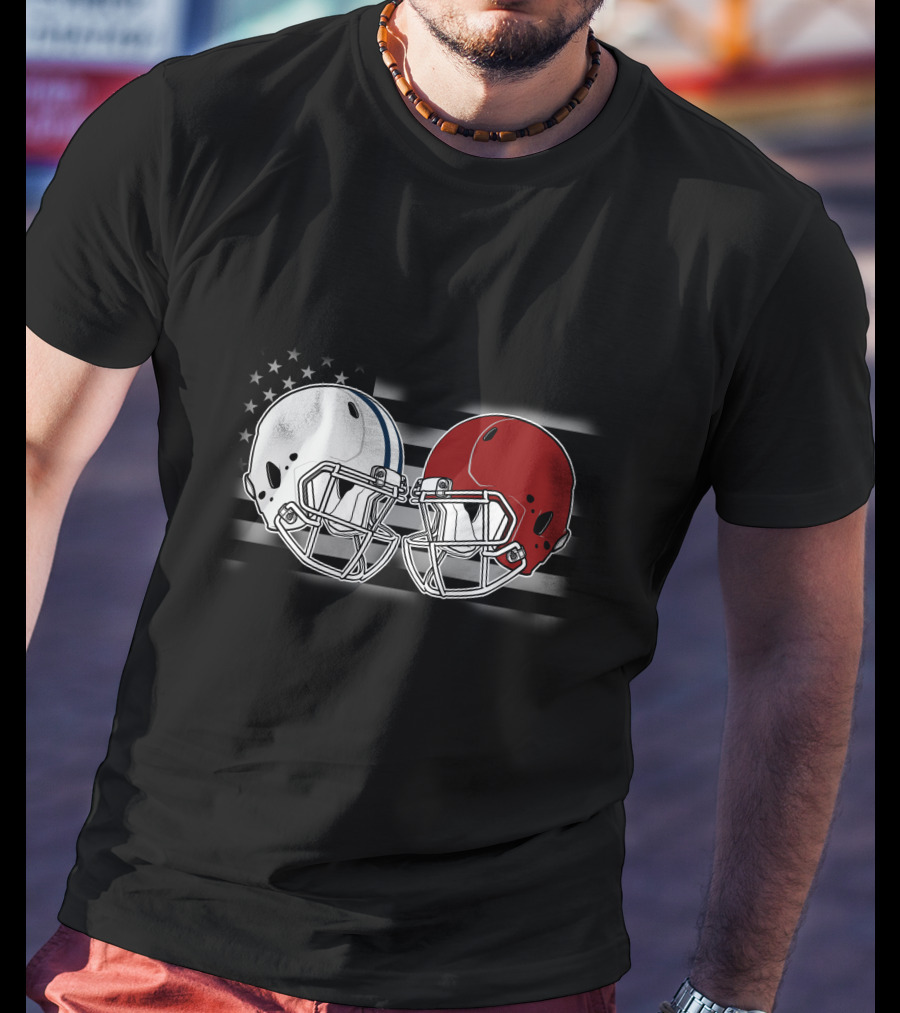 Co Ala Rivalry Football Helmets American Flag Background T-Shirt