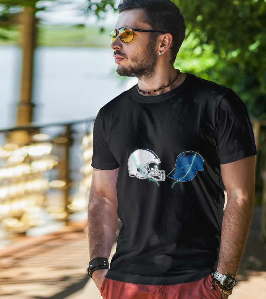 Football Helmet Cap Lightning Showdown T-Shirt