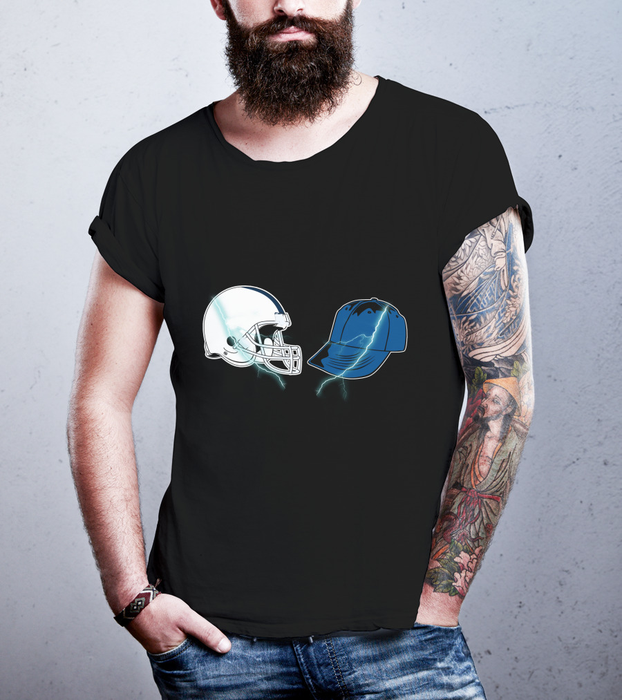 Football Helmet Cap Lightning Showdown T-Shirt