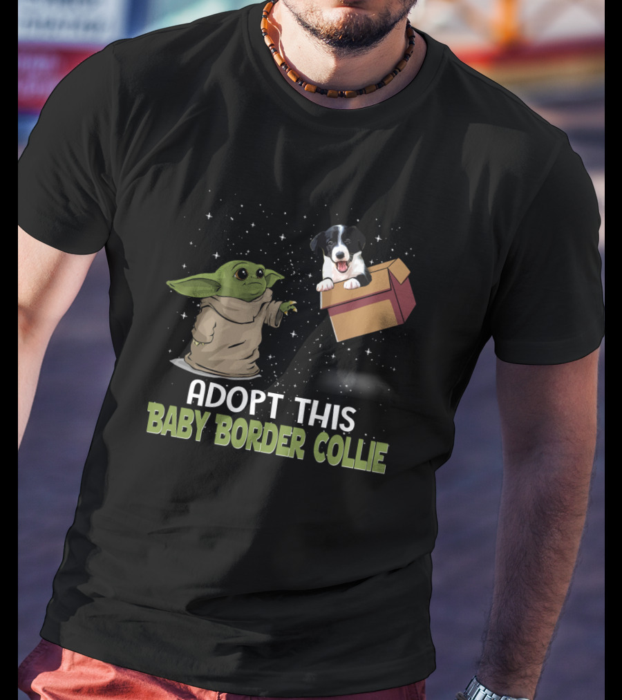 Adopt This Baby Yoda Border Collie T-Shirt