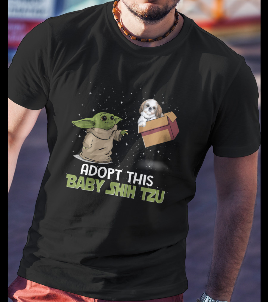 Adopt This Baby Shih Tzu Featuring Baby Yoda And Floating Dog Box T-Shirt