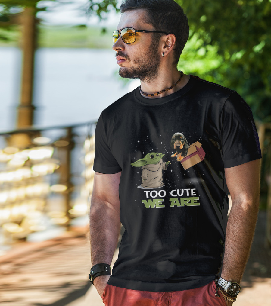 Too Cute We Are Baby Yoda And Dachshund T-Shirt