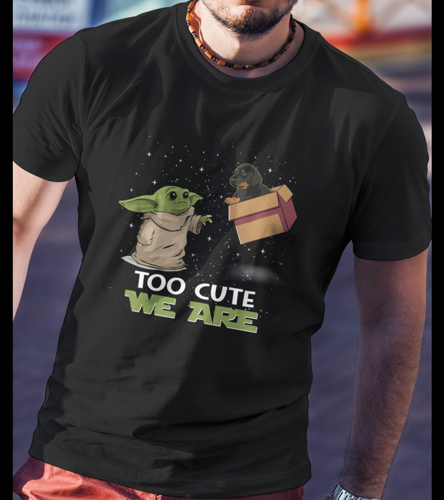 Too Cute We Are Baby Yoda And Doberman T-Shirt
