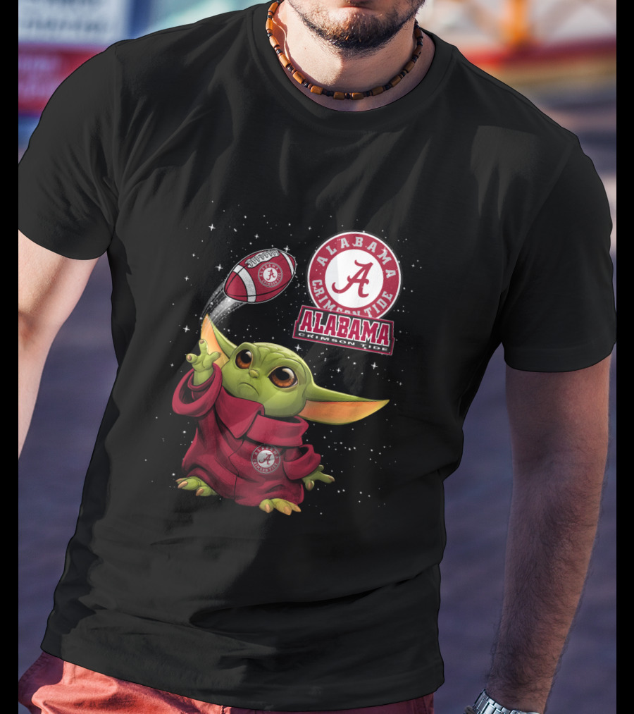 Alabama Crimson Tide Baby Yoda Football Fans T-Shirt