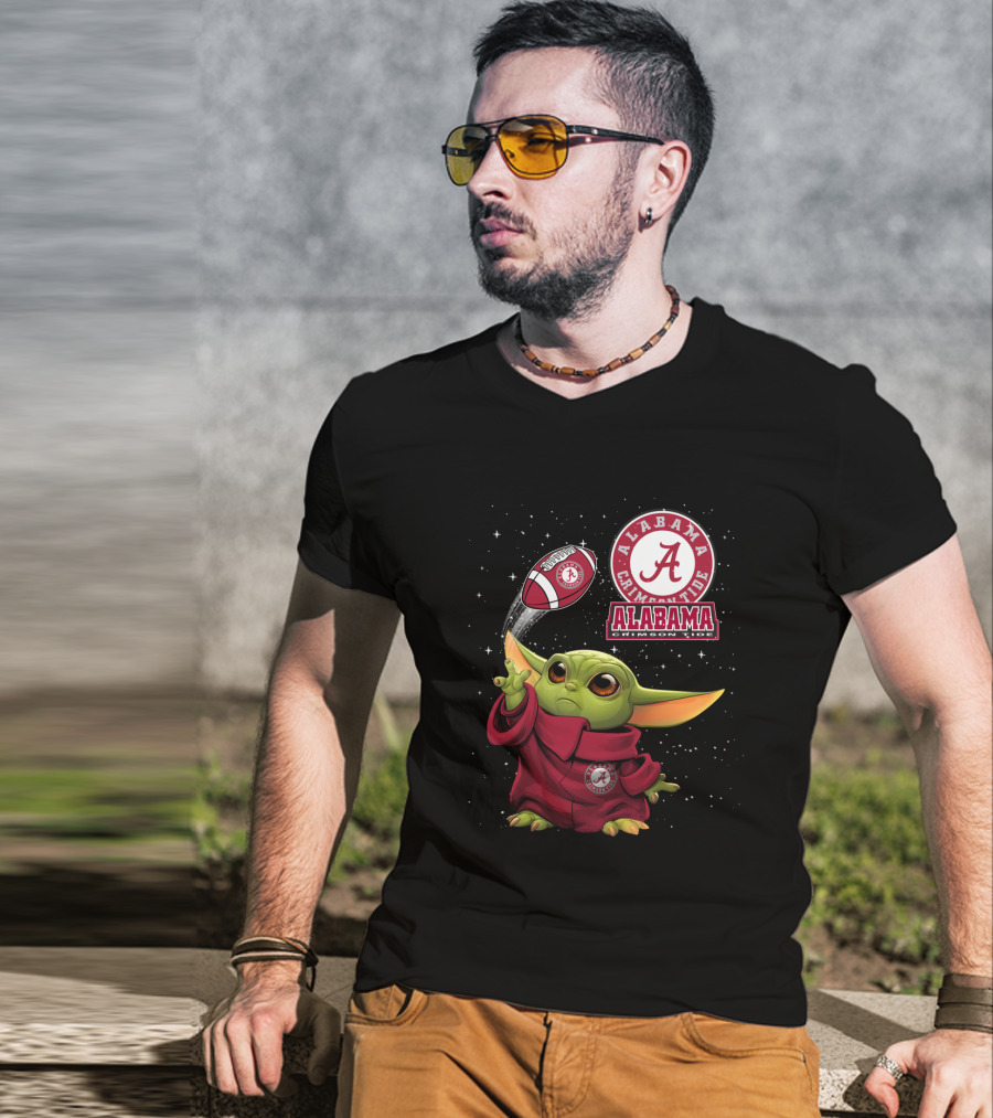 Alabama Crimson Tide Baby Yoda Football Fans T-Shirt