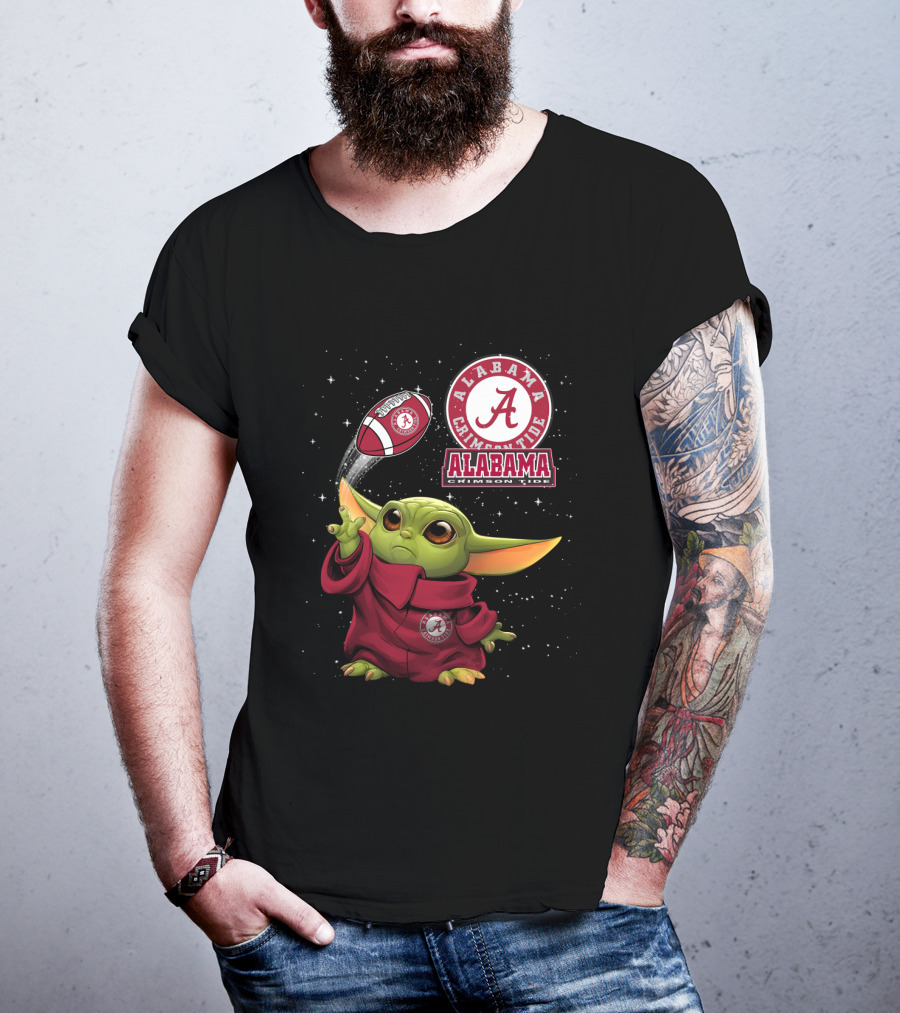 Alabama Crimson Tide Baby Yoda Football Fans T-Shirt