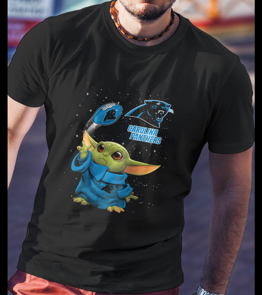 Baby Yoda Carolina Panthers Football Force Fan Gear T-Shirt