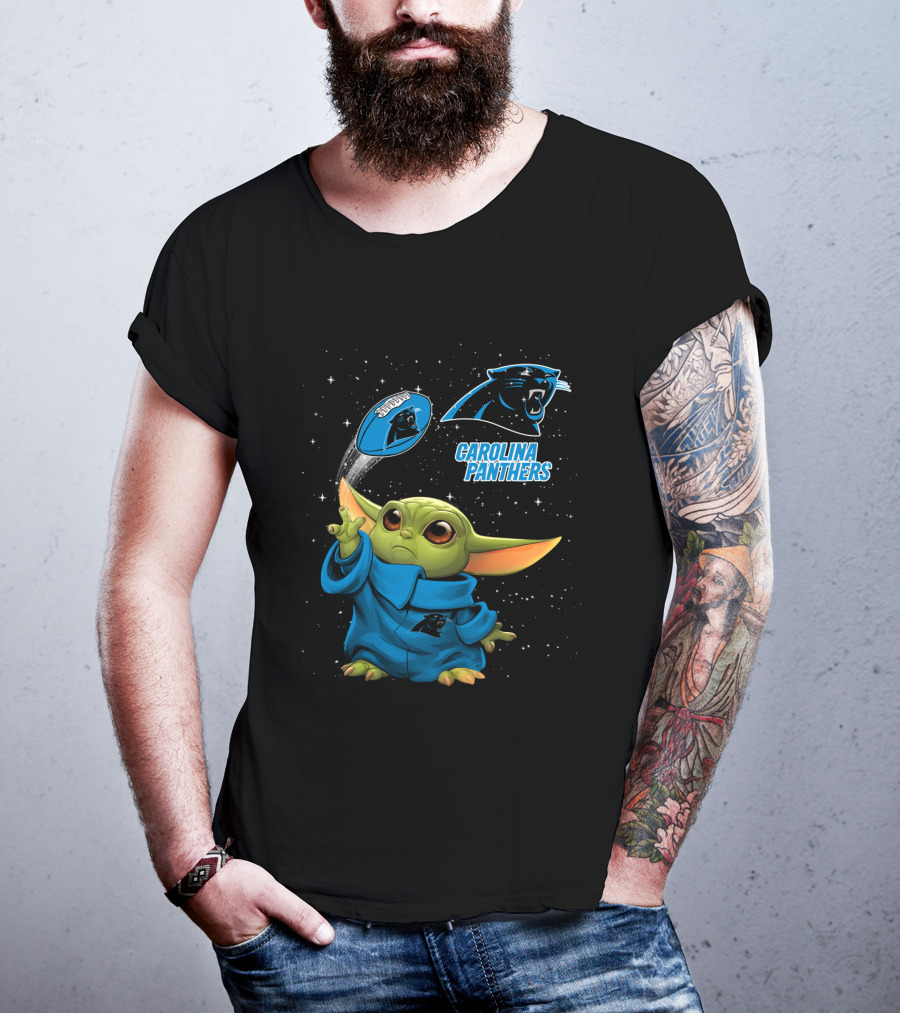 Baby Yoda Carolina Panthers Football Force Fan Gear T-Shirt