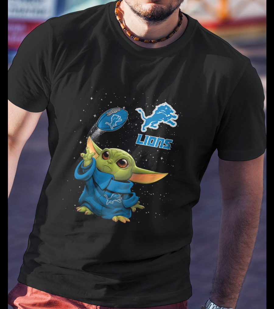 Baby Yoda Detroit Lions Football Force T-Shirt
